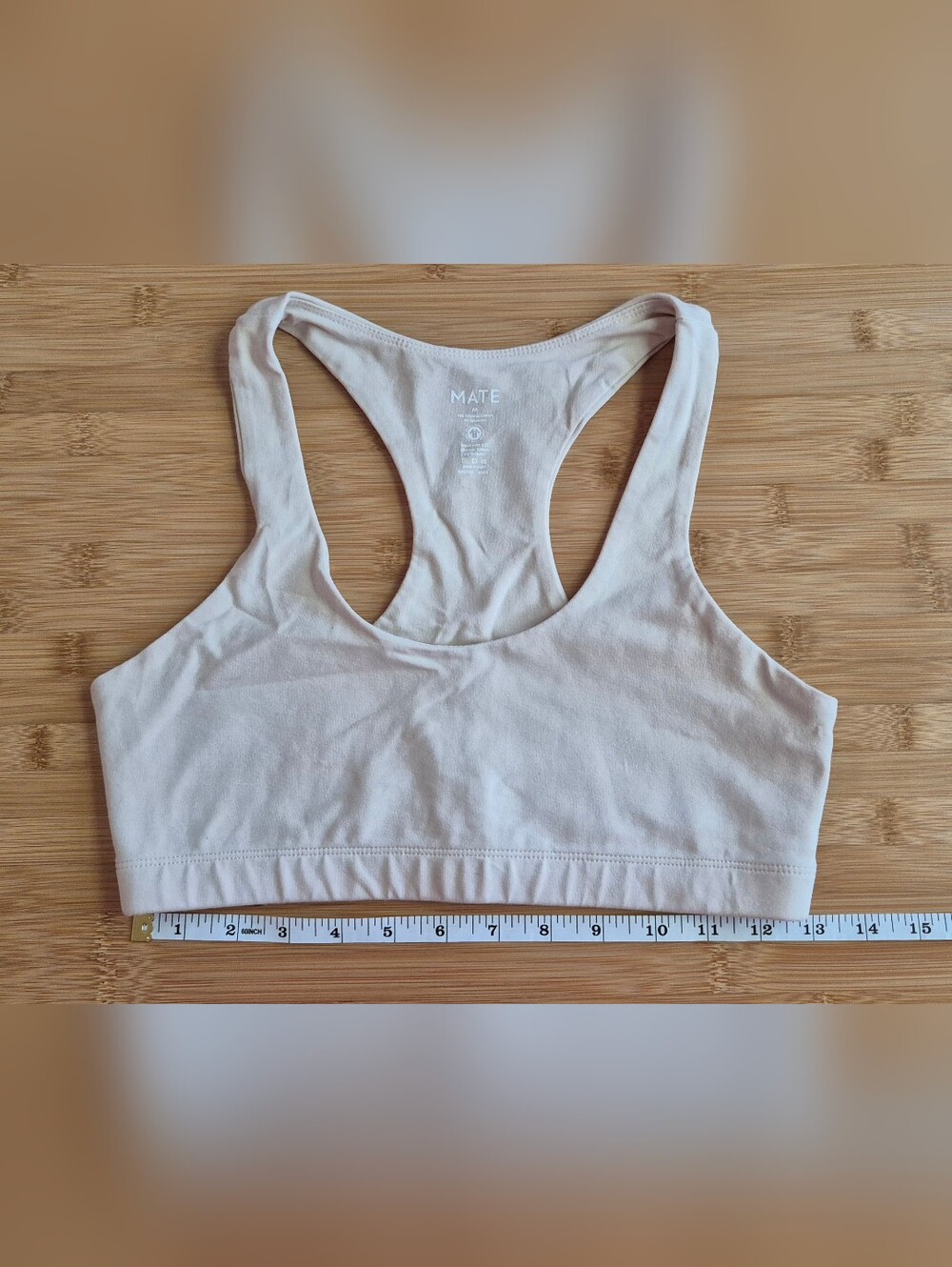 MATE the Label Organic Cotton Stretch Sports Bra - Cream / Off White